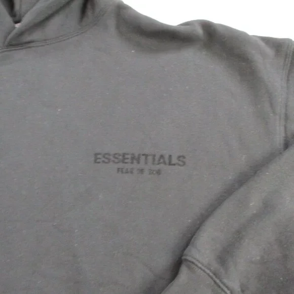 Fear of God Essentials Stretch Limo Hoodie Adult Medium Black Logo Spellout EUC - Picture 3 of 9